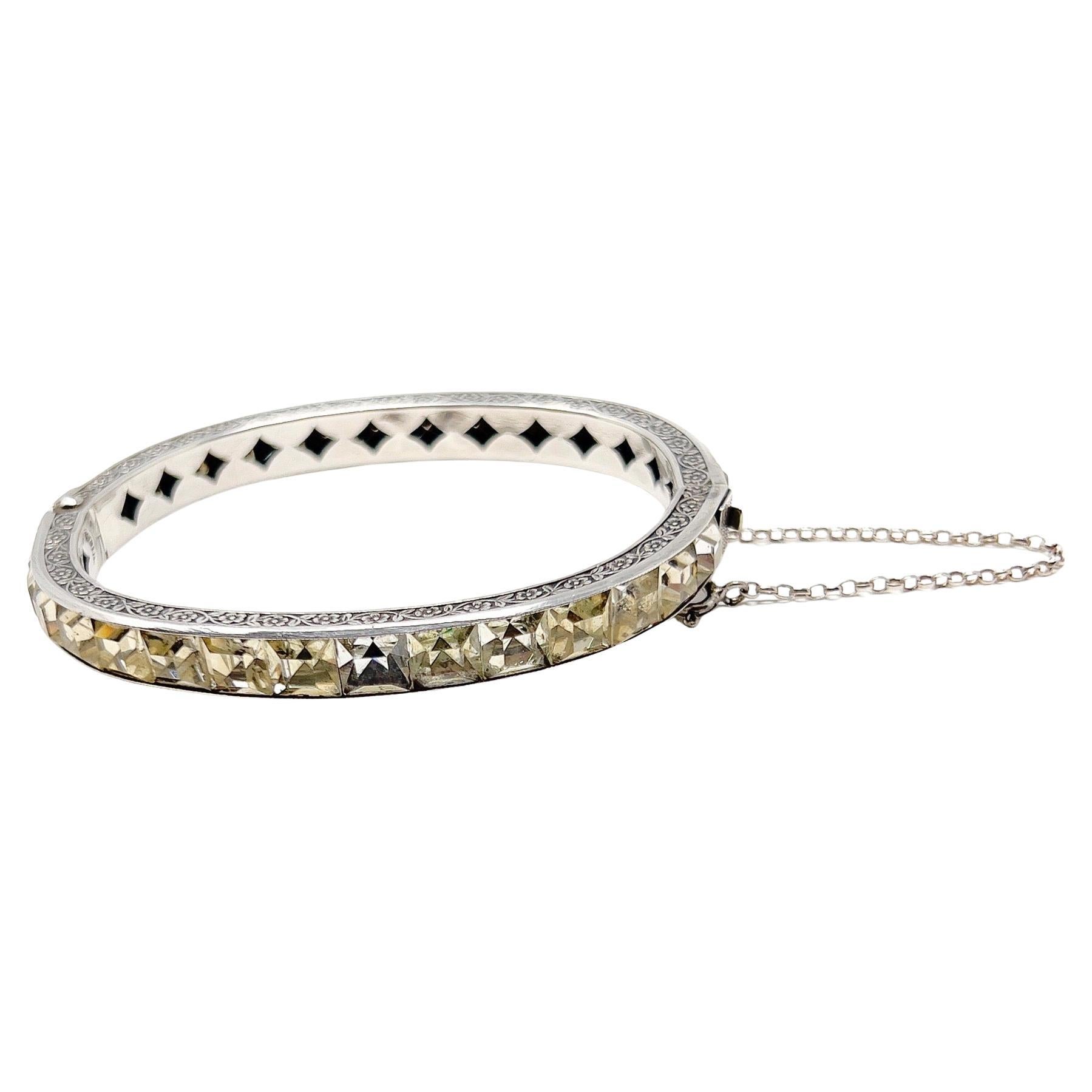 Art Deco 1920s Silver and Paste Vintage Bangle For Sale