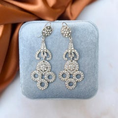 Art Deco 1920s Silver and Paste Vintage Statement Flower Earrings