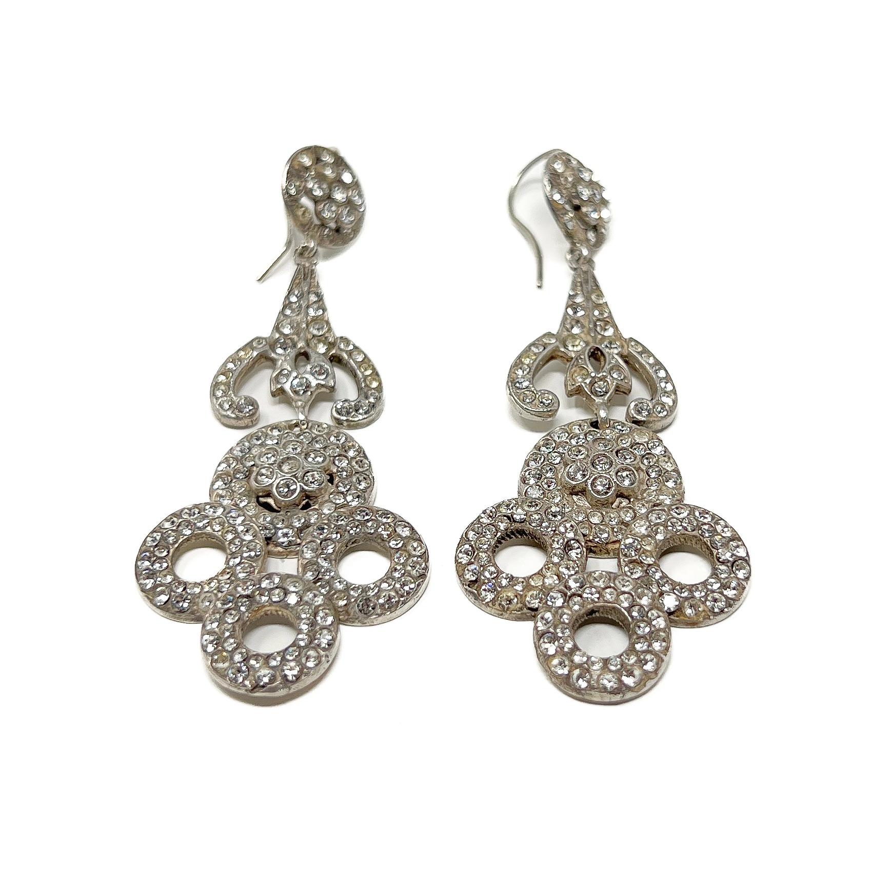 De las mujeres Art Déco Años 20 Plata y Pasta Pendientes Florales Vintage en venta