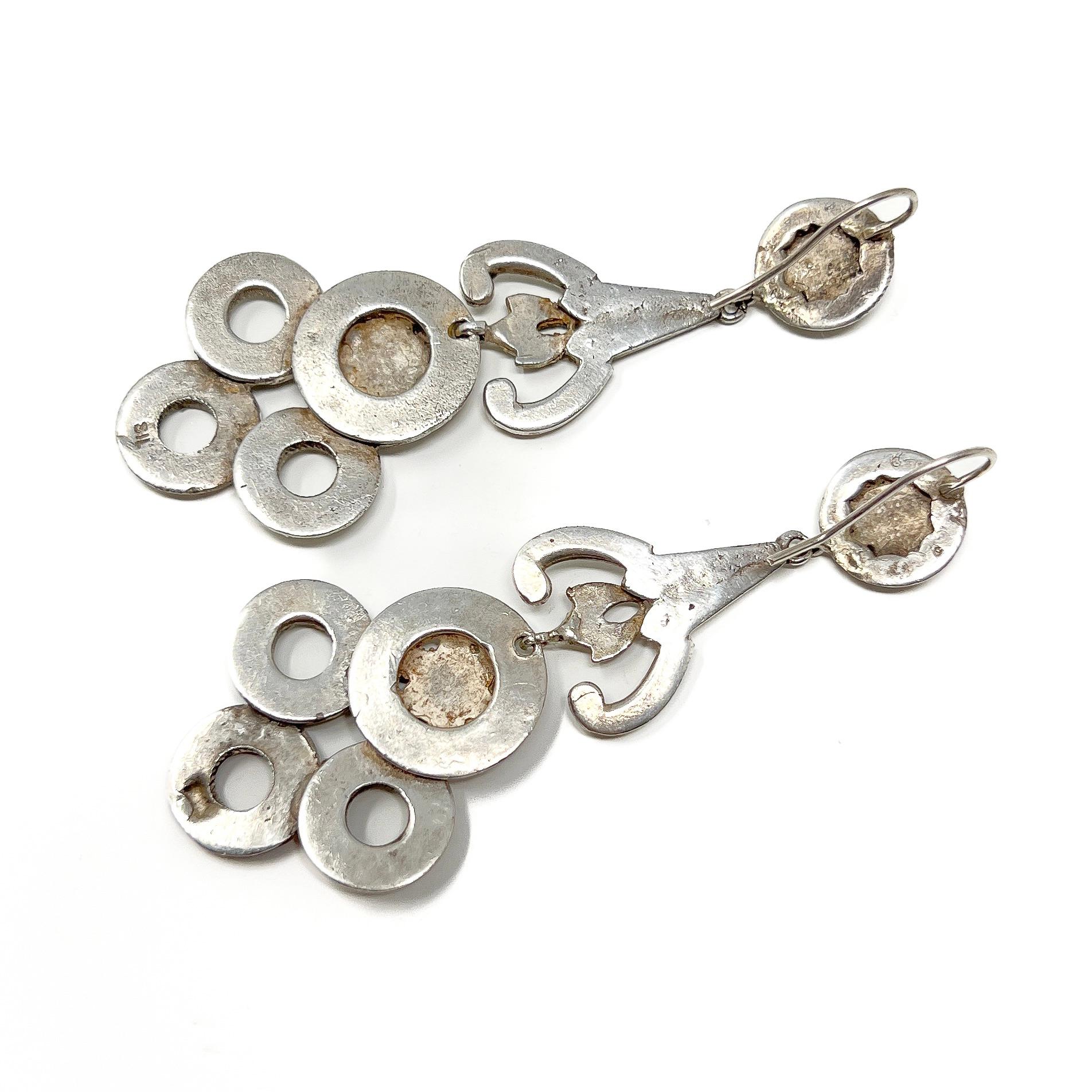 Art Déco Años 20 Plata y Pasta Pendientes Florales Vintage en venta 3
