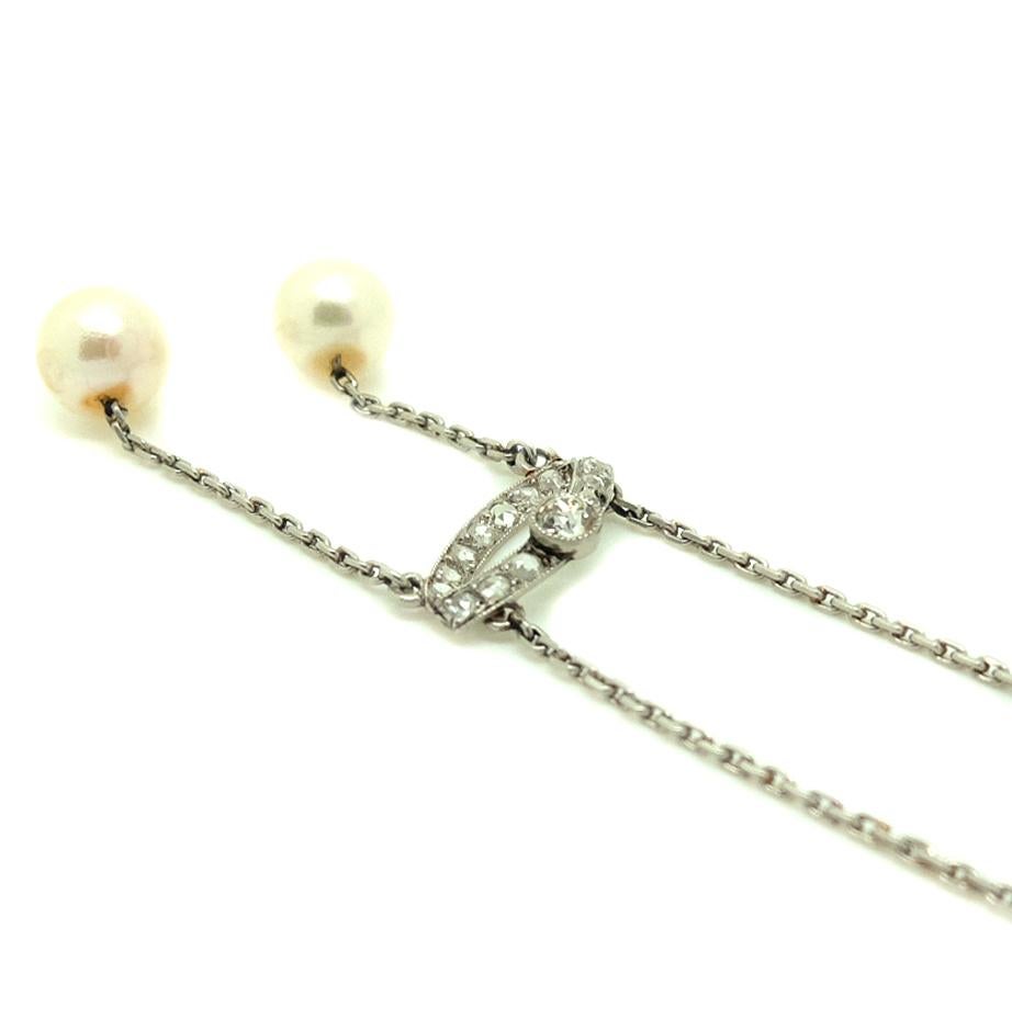 Art Deco 1920s Swedish Platinum Diamond Necklace For Sale 1