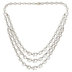 Art Deco 1920s Vintage Triple Strand Crystal Necklace