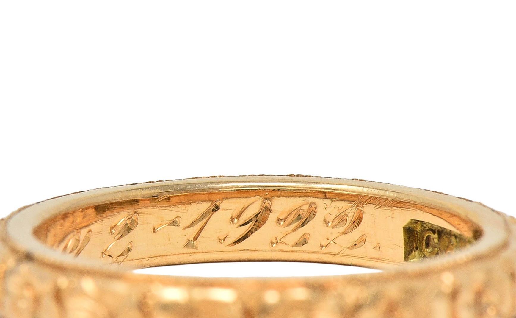 Art Deco 1922 14 Karat Gelbgold Antiker Orange Blossom Ehering 7