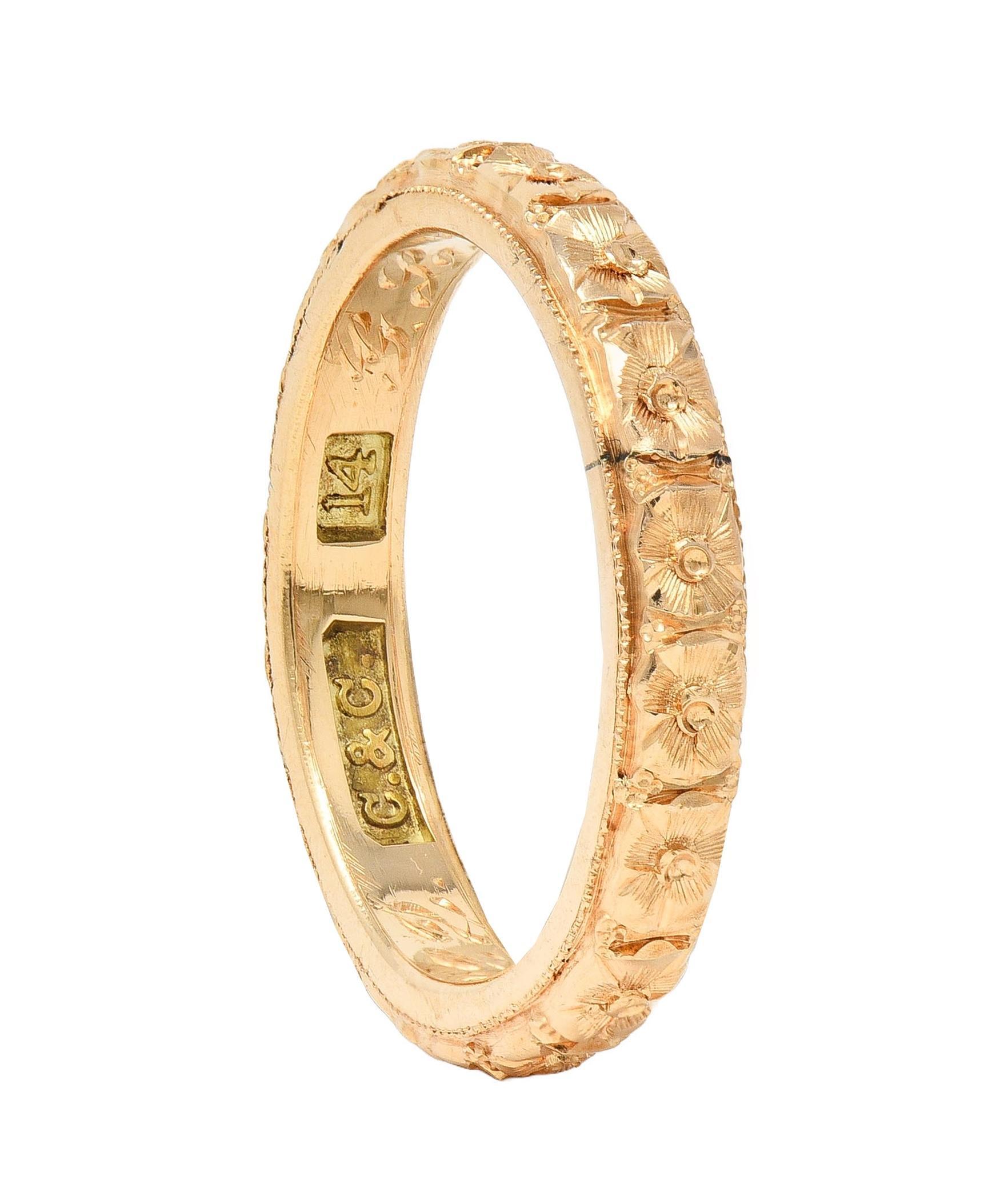 Art Deco 1922 14 Karat Gelbgold Antiker Orange Blossom Ehering 8