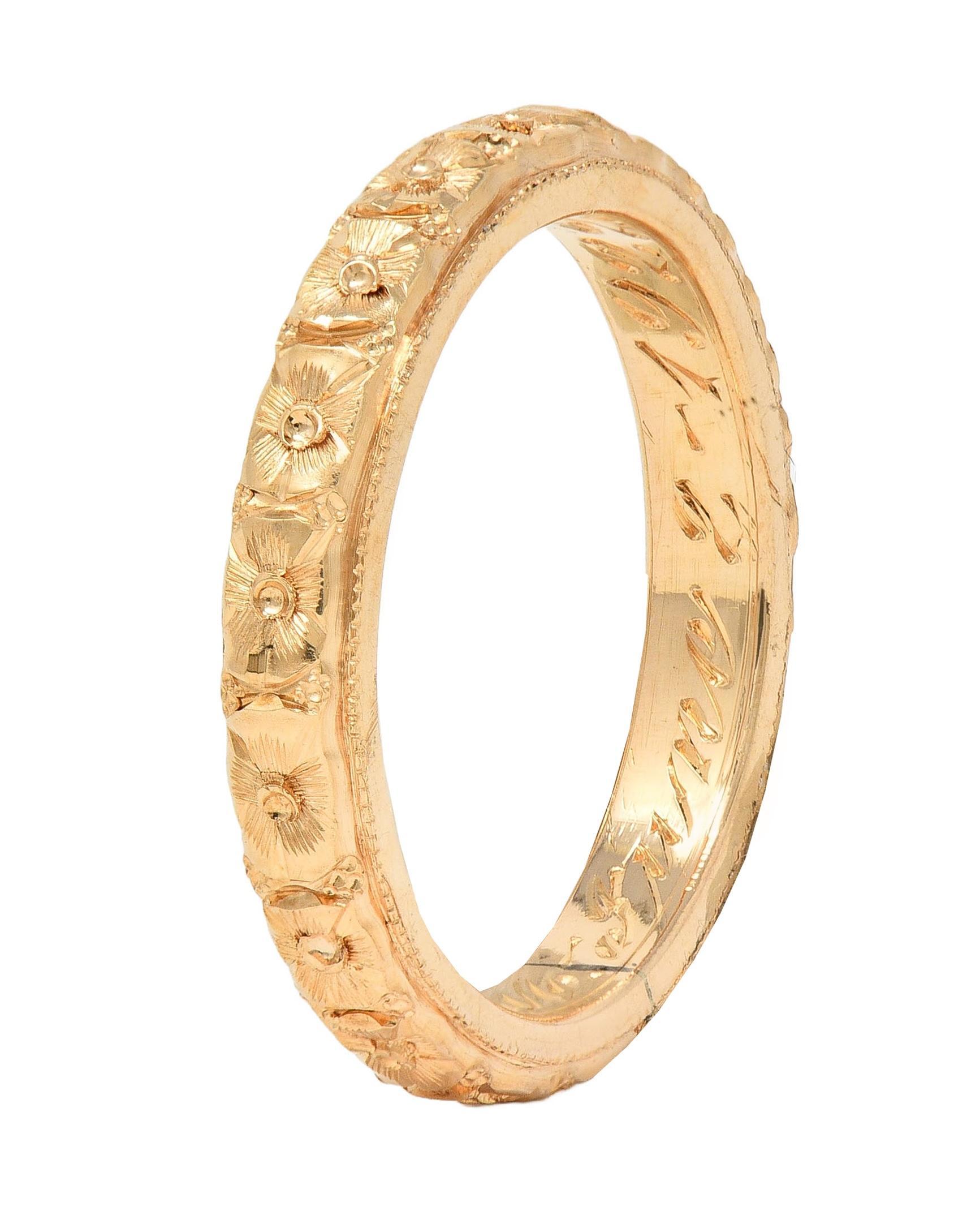 Art Deco 1922 14 Karat Gelbgold Antiker Orange Blossom Ehering (Art déco)