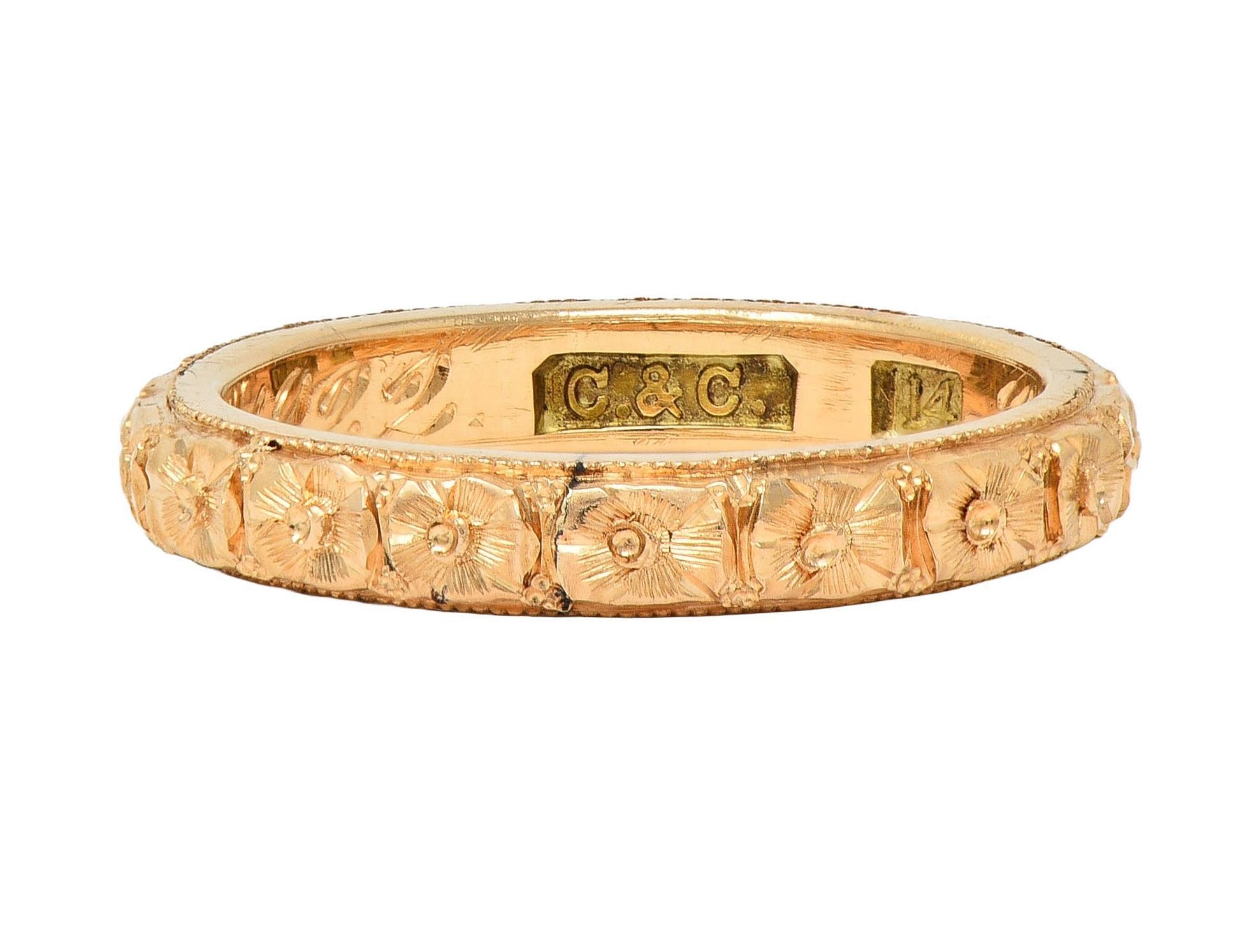 Art Deco 1922 14 Karat Gelbgold Antiker Orange Blossom Ehering im Zustand „Hervorragend“ in Philadelphia, PA