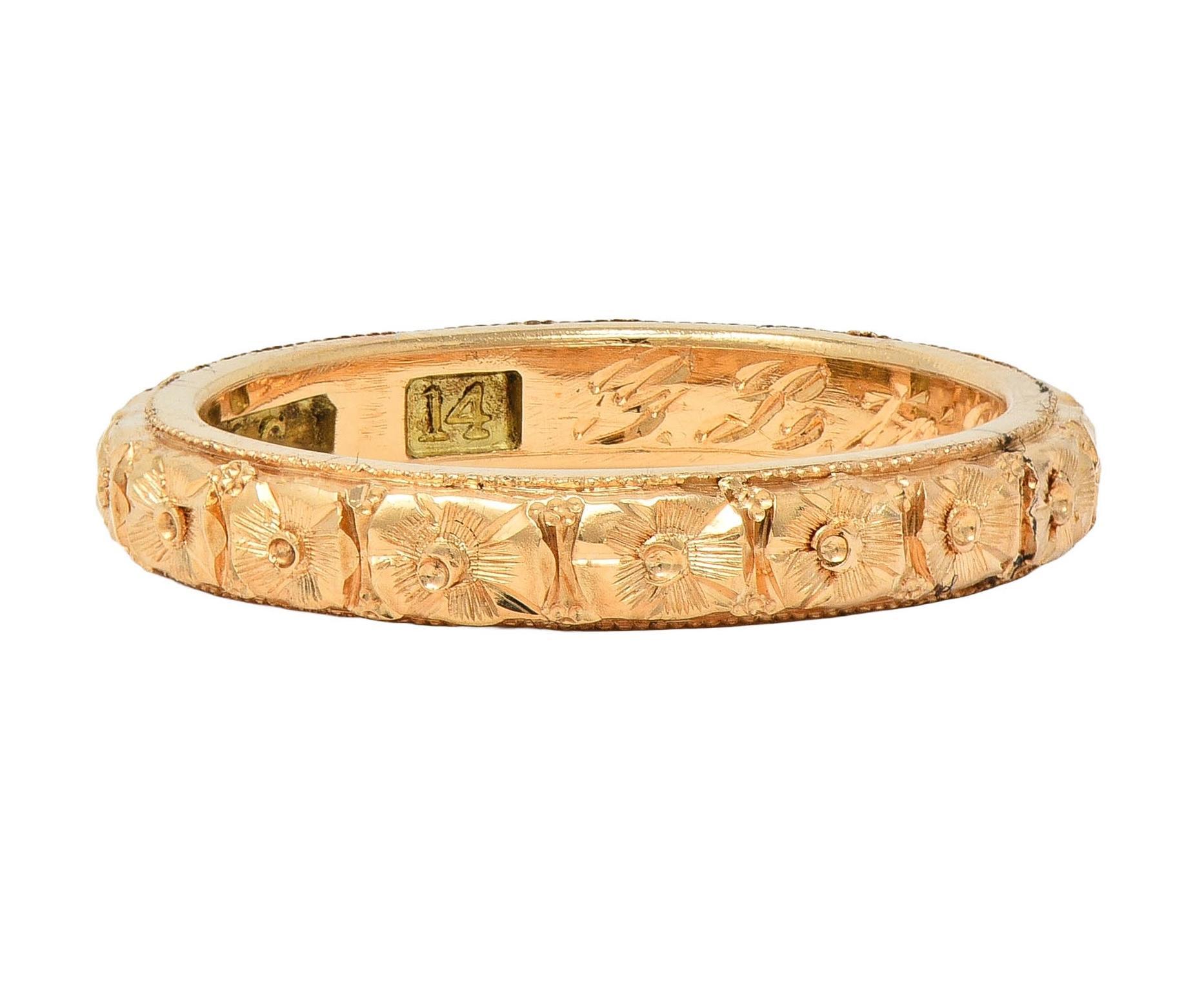 Art Deco 1922 14 Karat Gelbgold Antiker Orange Blossom Ehering 1