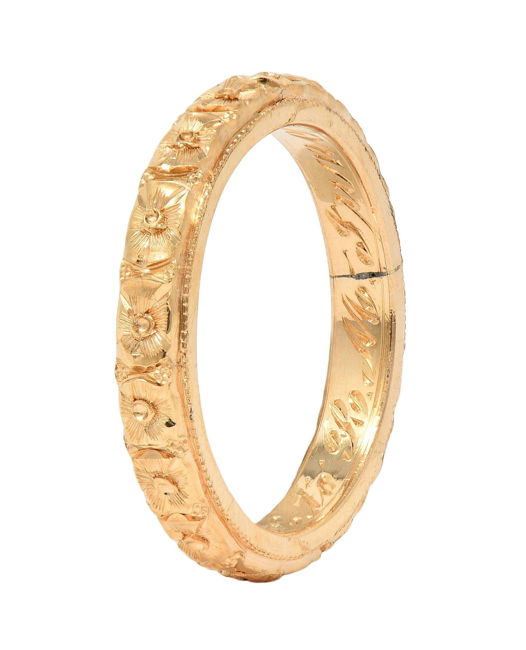Art Deco 1922 14 Karat Gelbgold Antiker Orange Blossom Ehering 2