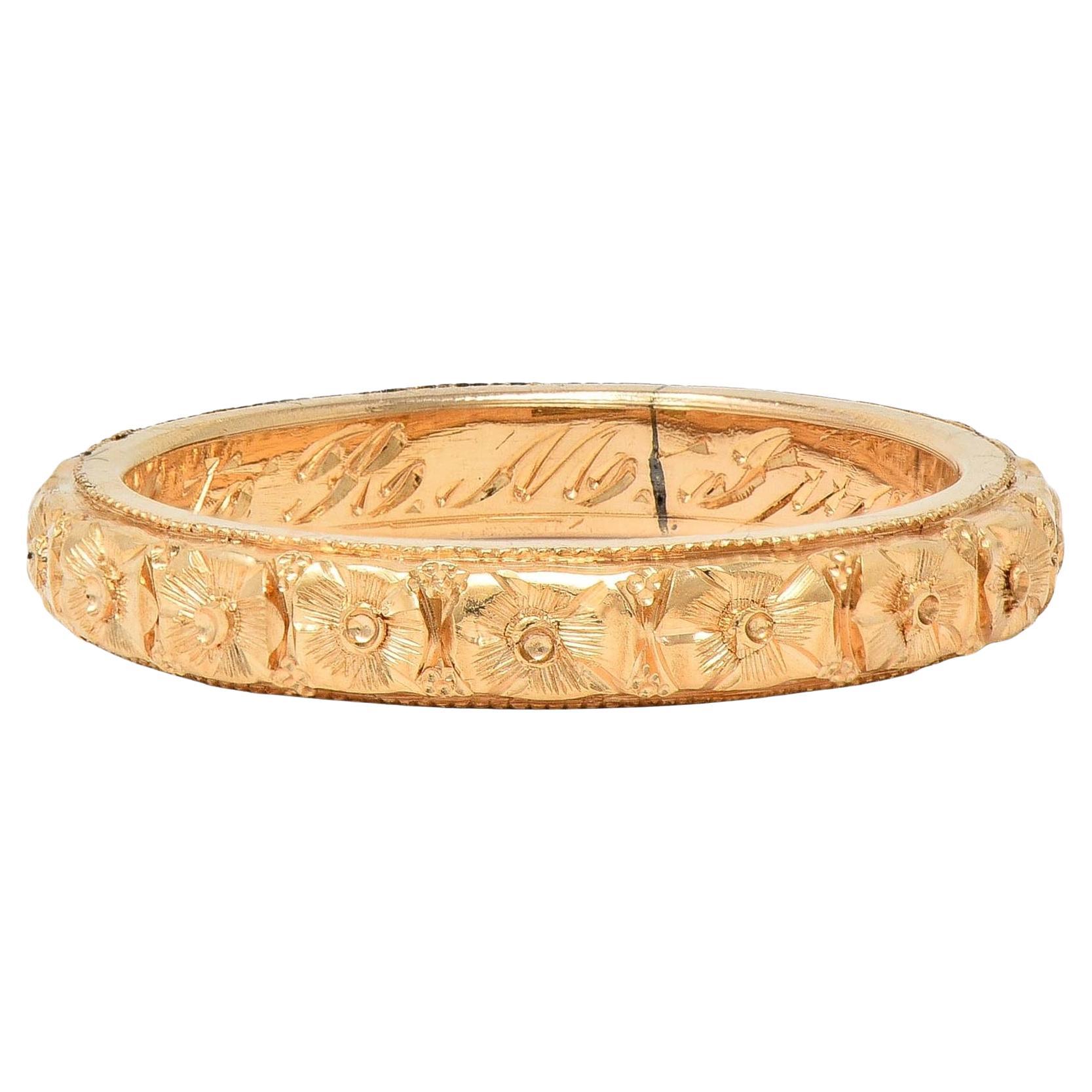 Art Déco 1922 Anillo de boda antiguo de oro amarillo de 14 quilates con Orange Blossom
