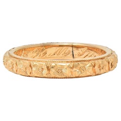 Art Deco 1922 14 Karat Yellow Gold Antique Orange Blossom Wedding Band Ring