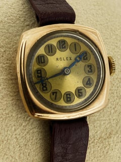 Art-Deco 1924 Rolex ref 2363 9K Rose Gold 25mm Hinged Cushion Case Ladies' Watch