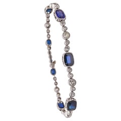 ART DECO 1925 Bracelet In .900 Platinum With 13.76 Ctw In Diamonds & Sapphires