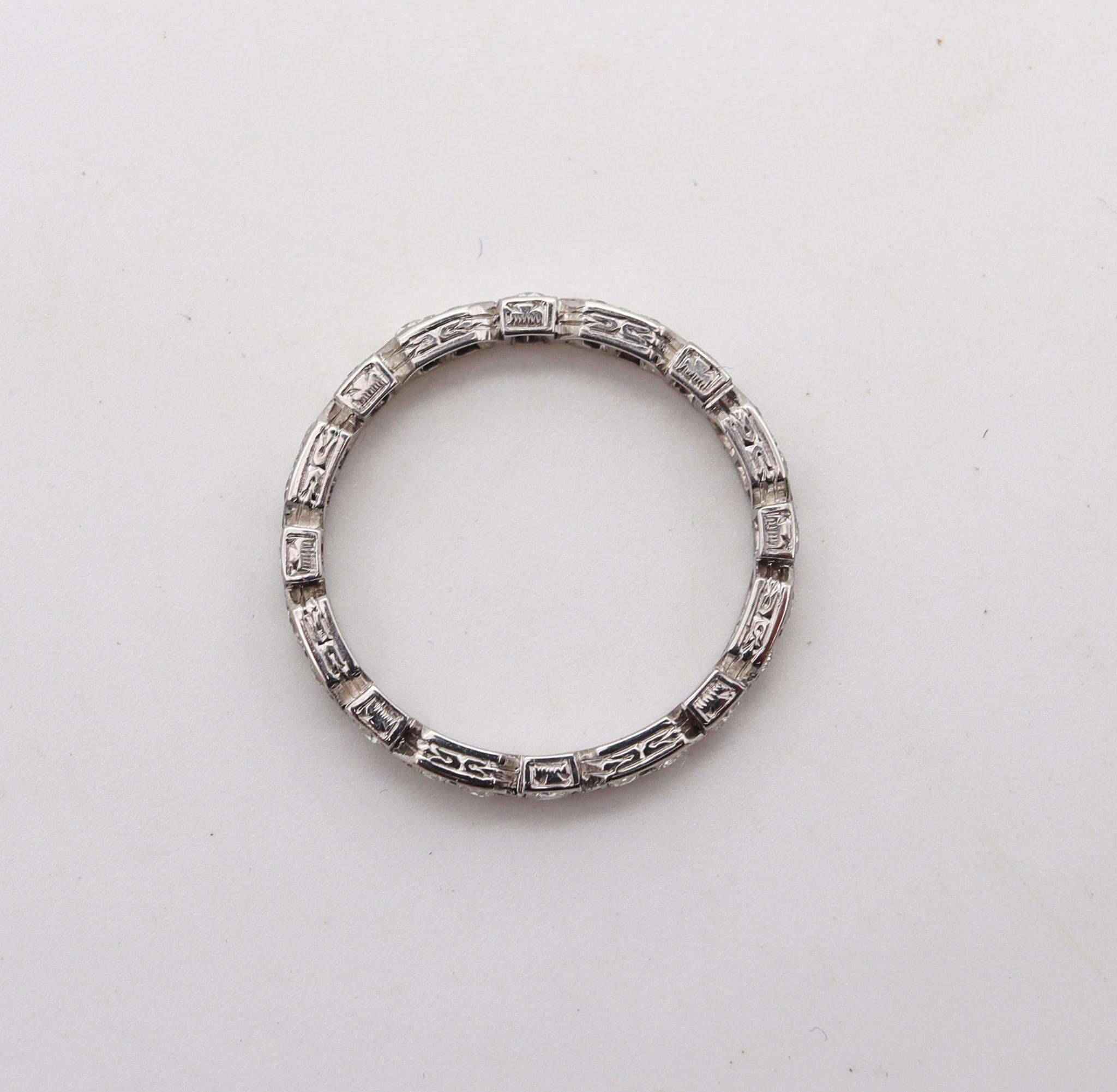 Old European Cut Art Deco 1925 Eternity Band Ring In Platinum With 1.20 Ctw In White Diamonds