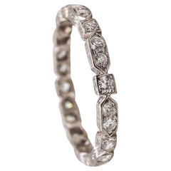 Art Deco 1925 Eternity Band Ring In Platinum With 1.20 Ctw In White Diamonds