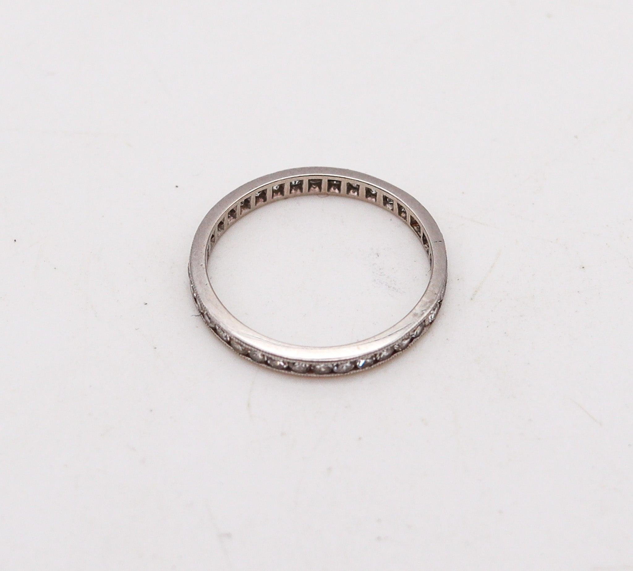 Art Deco ART DECO 1925 Eternity Band Ring In Platinum With European White Diamonds For Sale