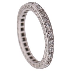 Antique ART DECO 1925 Eternity Ring In .900 Platinum With 28 European Round Diamonds