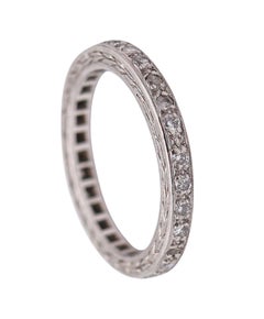 Anello ART DECO 1925 di eternità in platino .900 con 28 diamanti tondi europei