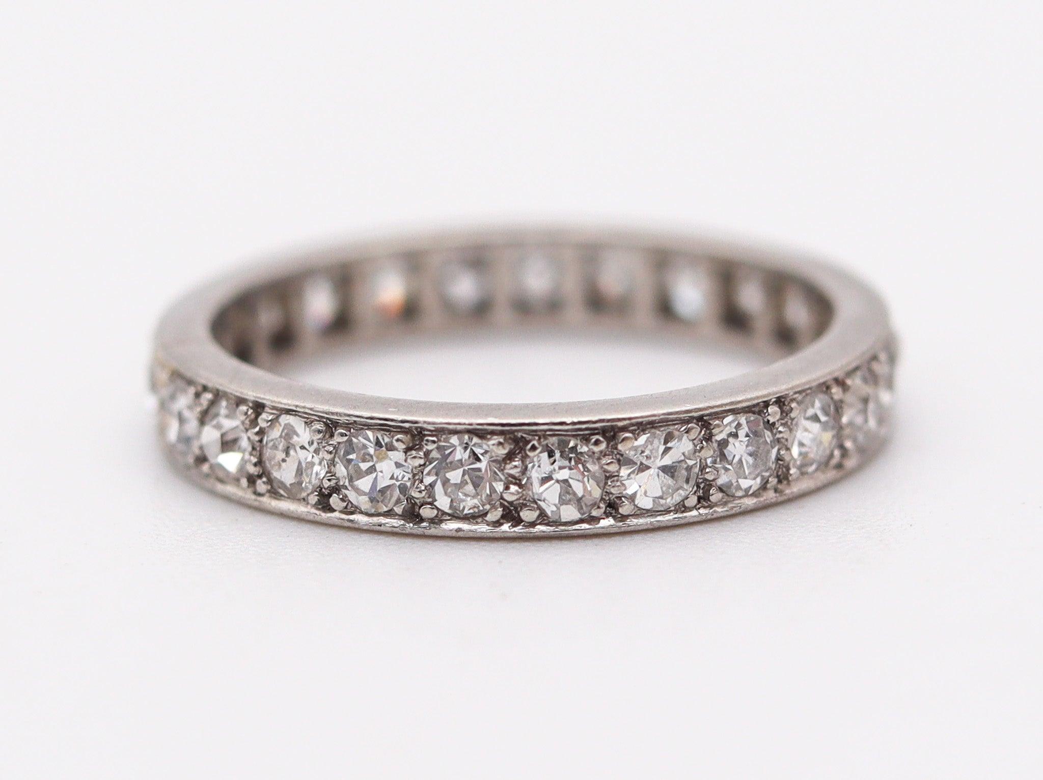 Old European Cut ART DECO 1925 Eternity Ring In Platinum With 25 European Round Diamonds