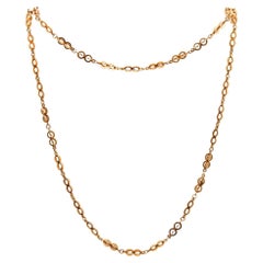 Art Deco 1925 European Geometric Long Chain In Solid 18Kt Yellow Gold