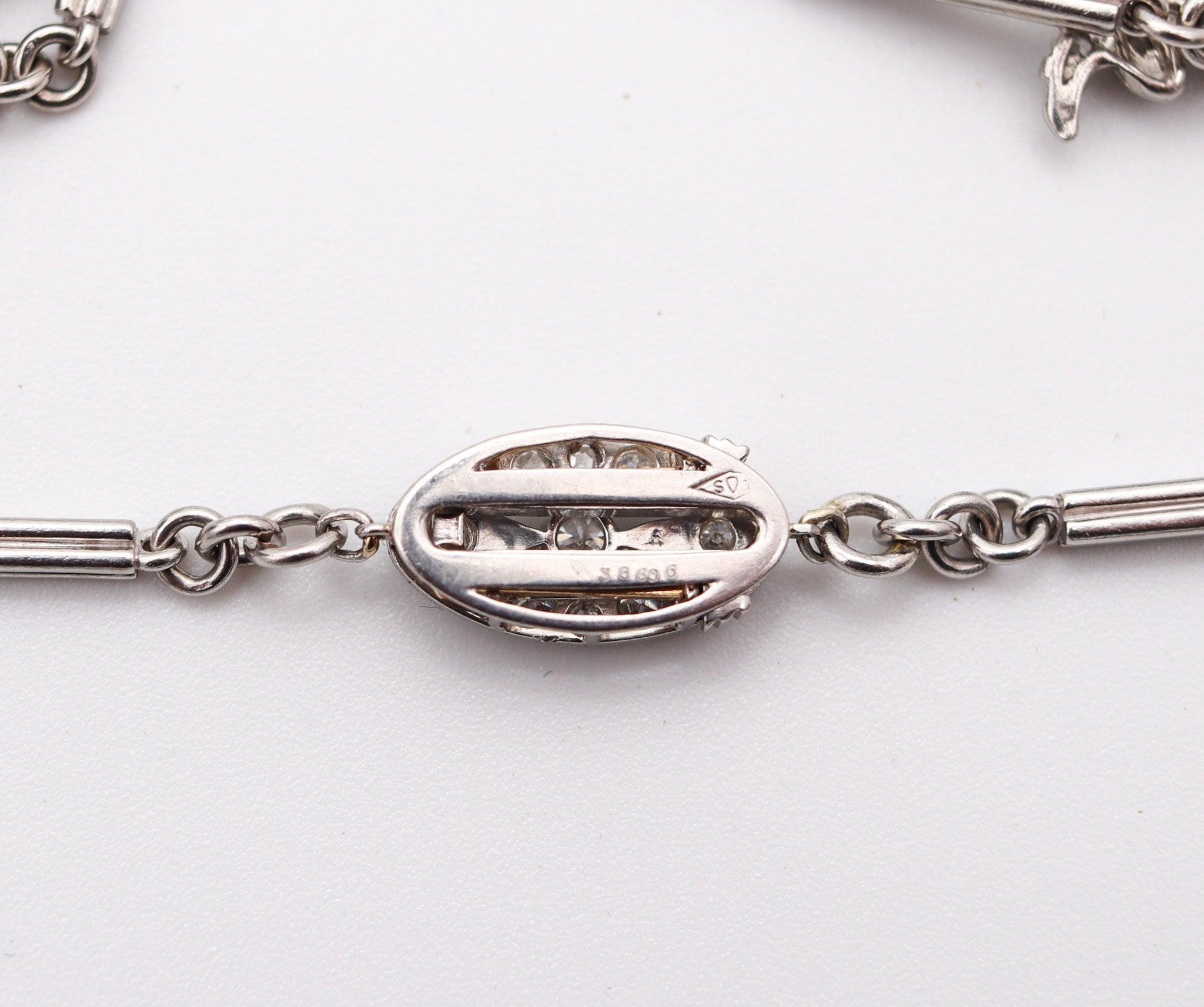 ART DECO 1925 Fünf Hunde-Charms-Armband aus Platin mit 4,03 Karat Diamanten im Angebot 4