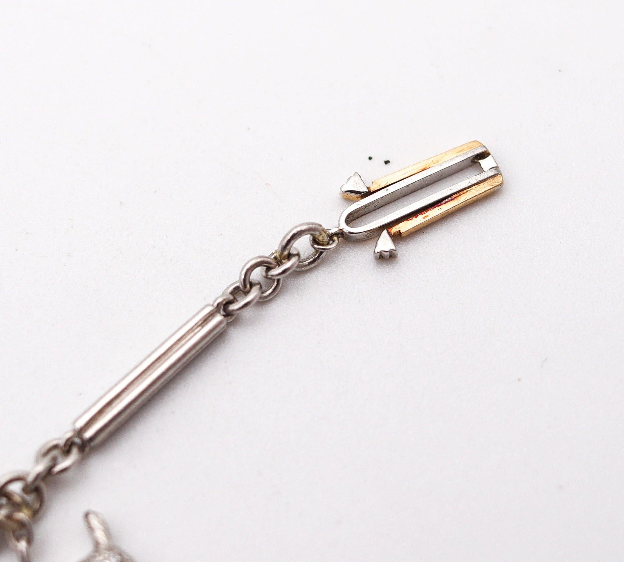 ART DECO 1925 Fünf Hunde-Charms-Armband aus Platin mit 4,03 Karat Diamanten im Angebot 6