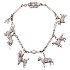 ART DECO 1925 Pulsera de cinco perros en platino con diamantes de 4,03 qt