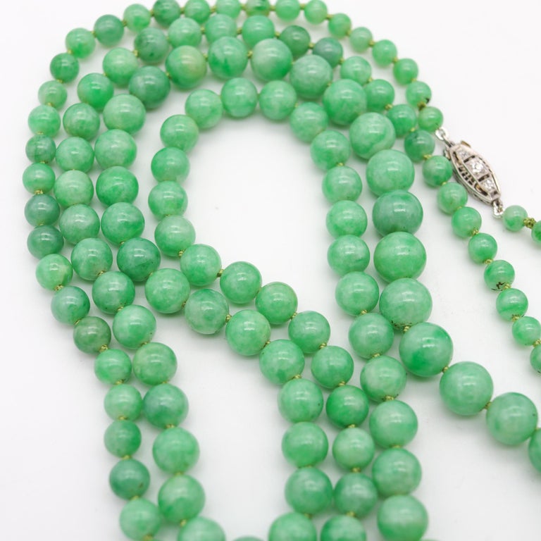 Curated visual reference: Visual Reference: Art Deco 1925 Graduated Burmese Jadeite Jade Necklace Sautoir Platinum