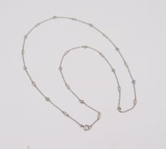 ART DECO 1925 Platinum Station Chain With 1.08 Cts In European Round Diamonds