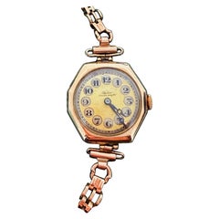 Art-Deco 1925 Rolex W&D 9K 375 Yellow Gold 25mm Hinged Octagon Case Ladies Watch