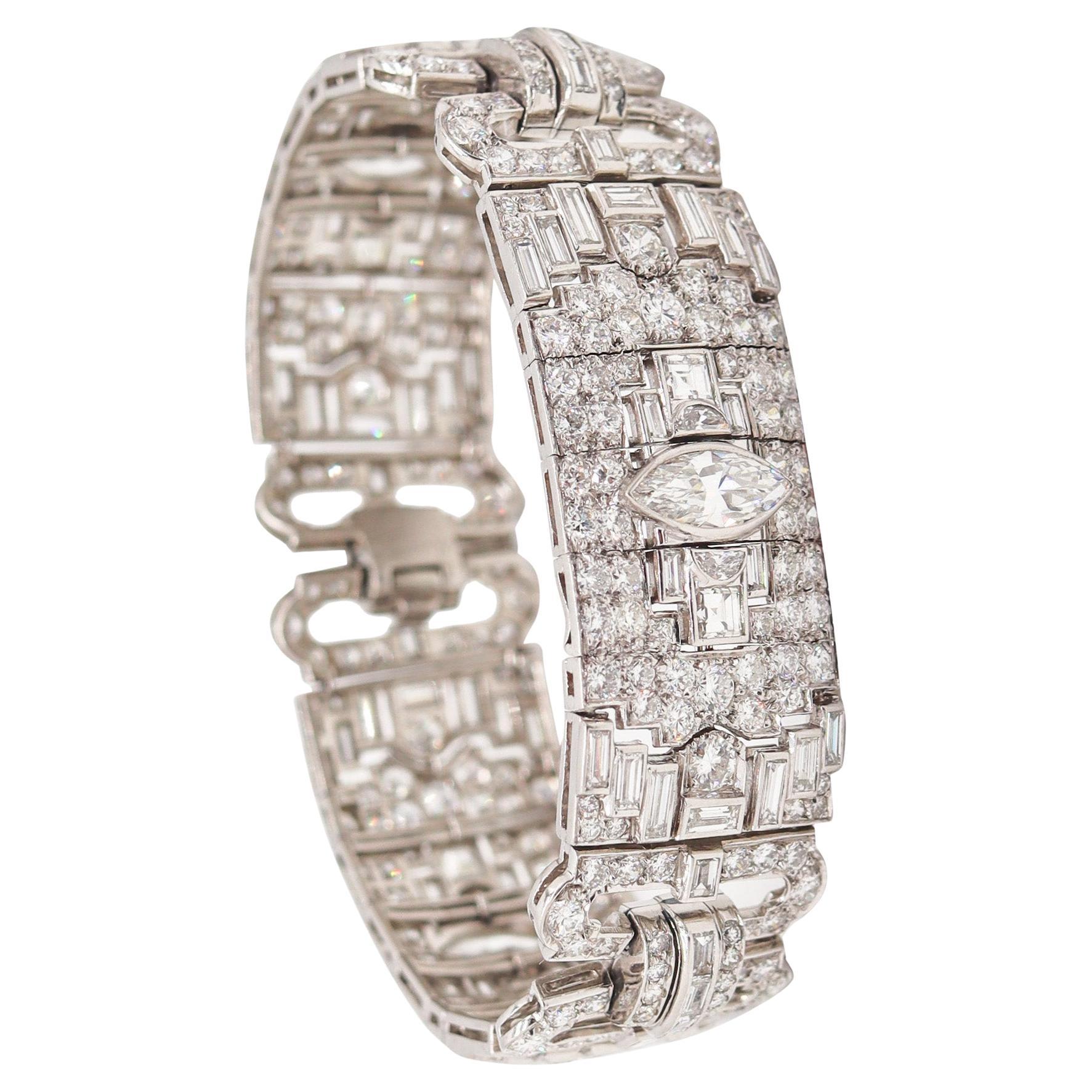 Bracciale ART DECO 1925 in platino con 30,40 carati di diamanti VS