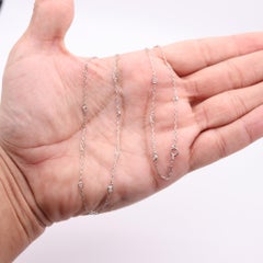 ART DECO 1925 Stations Necklace Chain In .900 Platinum And European Cut Diamonds