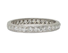 Art Deco 1927 0.99 CTW Diamond Platinum Scrolling Antique Eternity Band Ring