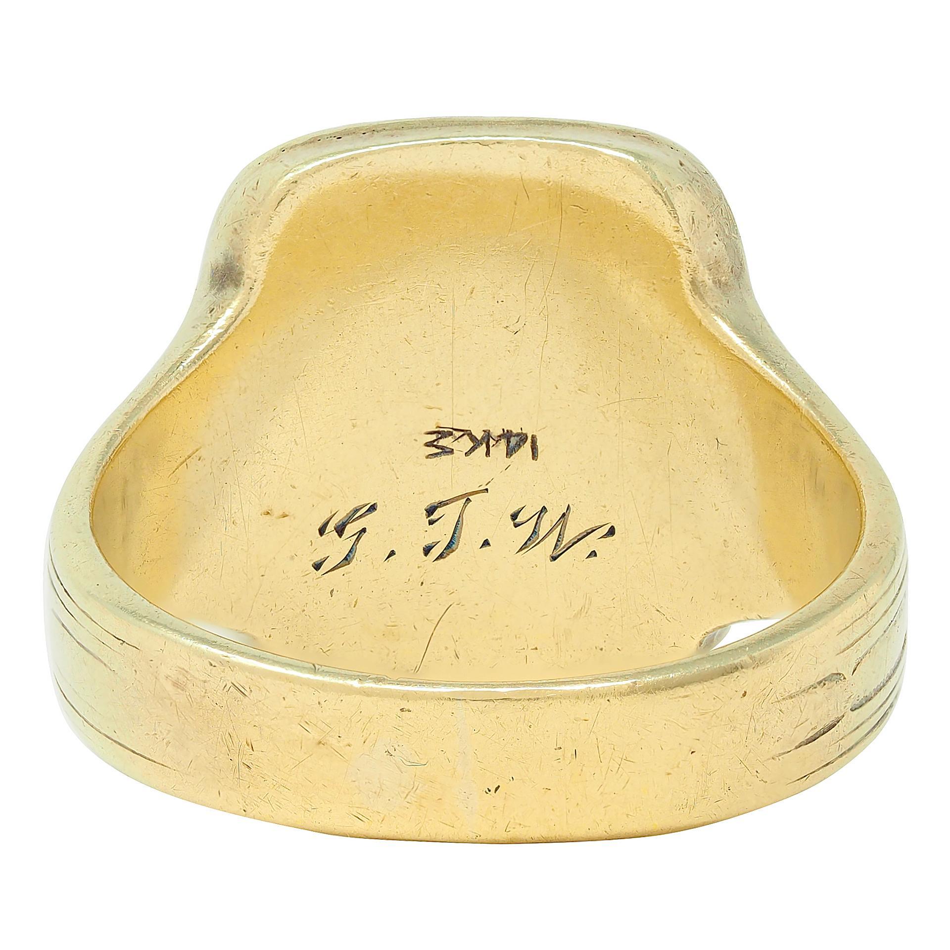 Anello con sigillo unisex della polizia di New York in stile Art Deco 1927 in oro giallo 14 carati In condizioni ottime in vendita a Philadelphia, PA