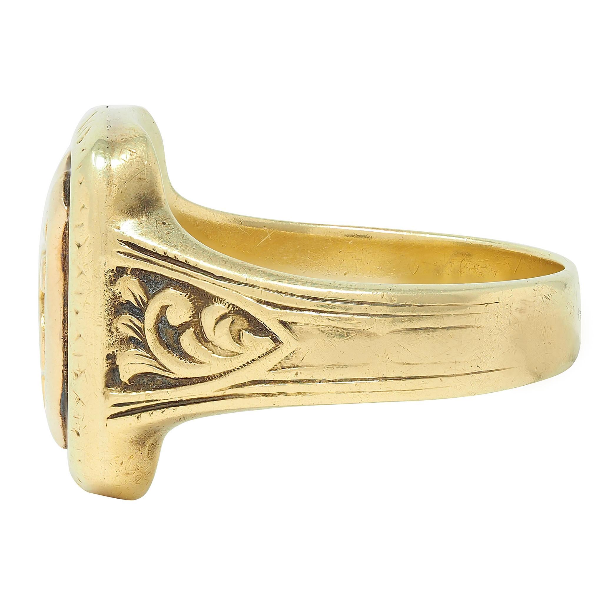 da uomo o donna Anello con sigillo unisex della polizia di New York in stile Art Deco 1927 in oro giallo 14 carati in vendita