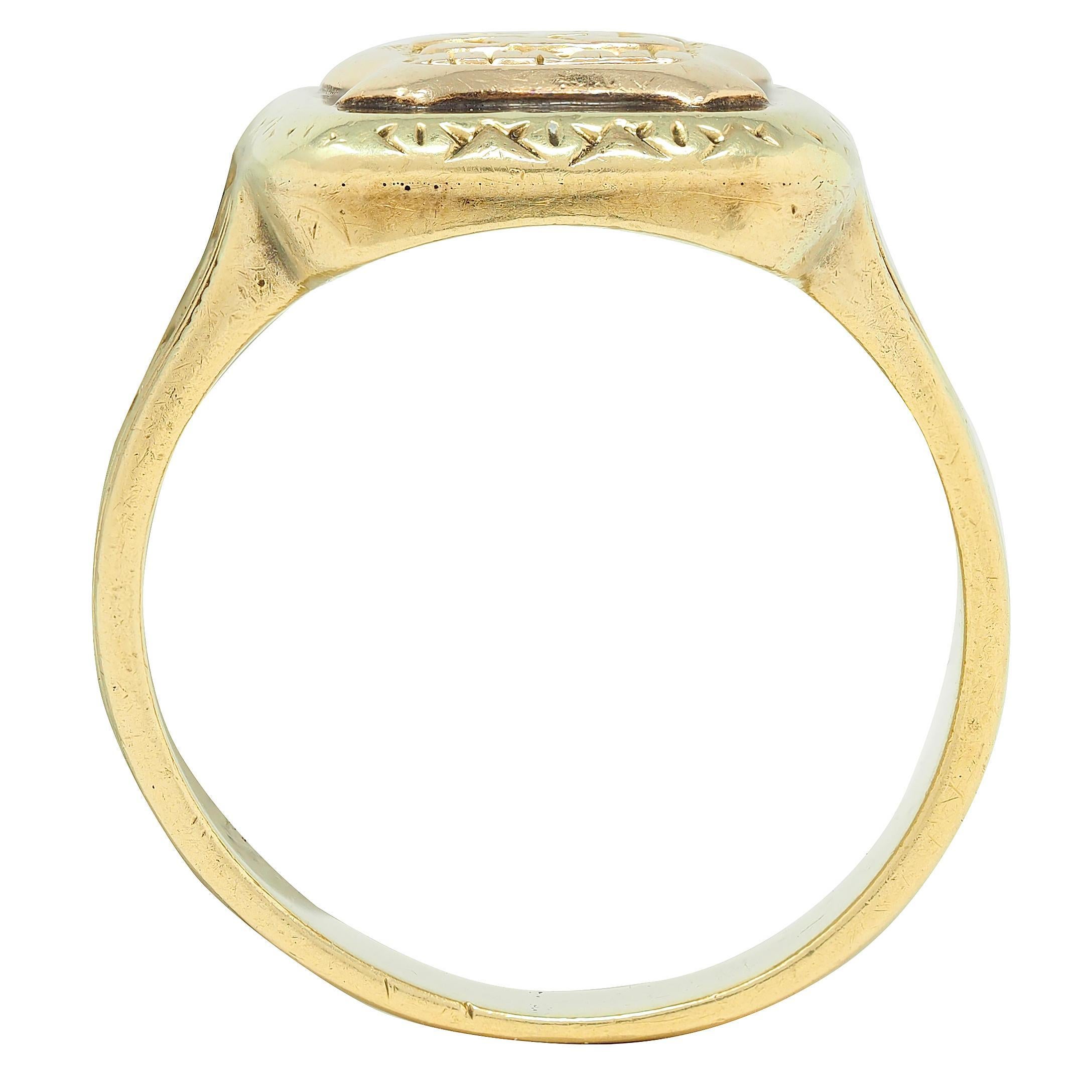 Anello con sigillo unisex della polizia di New York in stile Art Deco 1927 in oro giallo 14 carati in vendita 1
