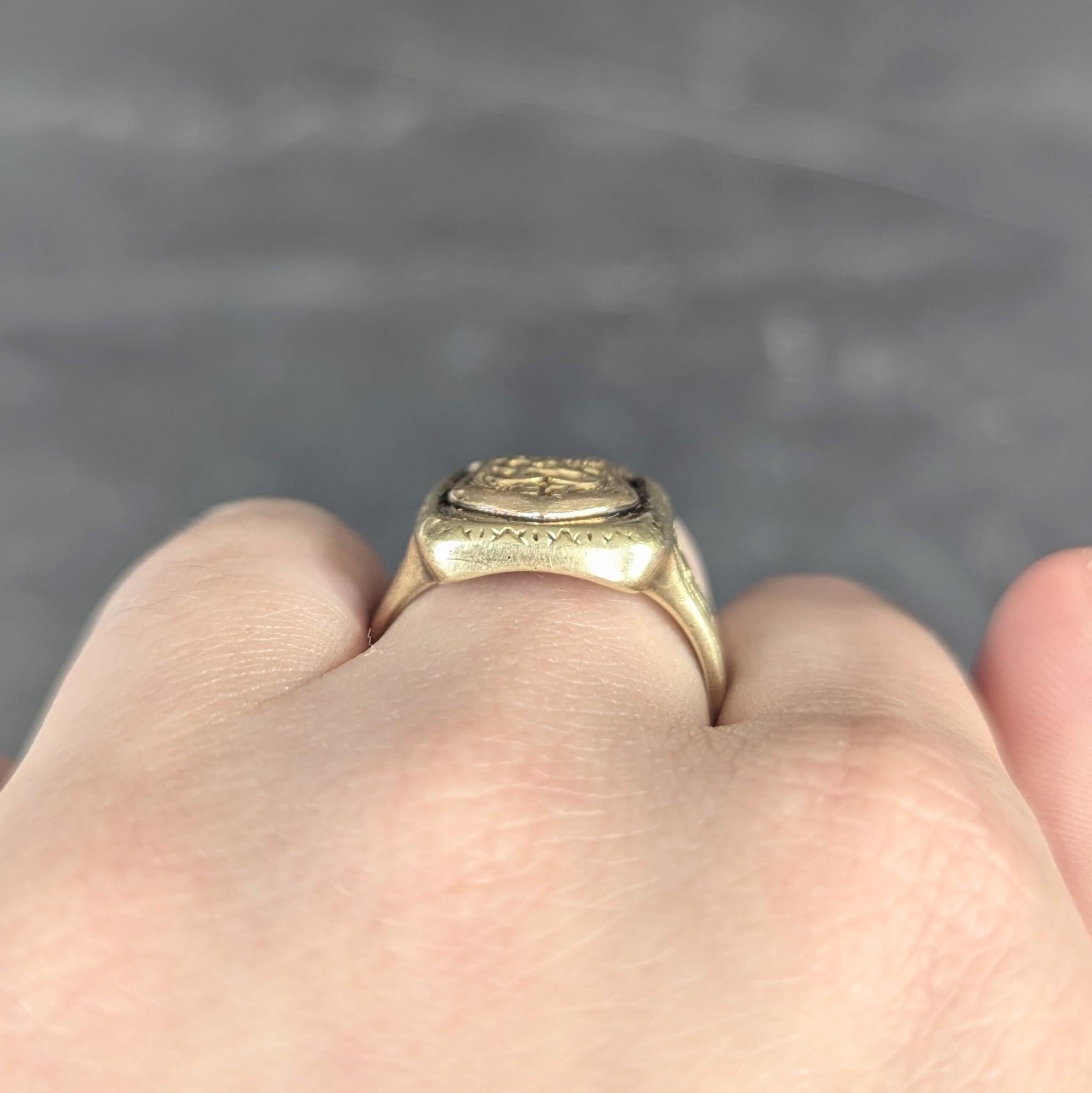 Anello con sigillo unisex della polizia di New York in stile Art Deco 1927 in oro giallo 14 carati in vendita 2