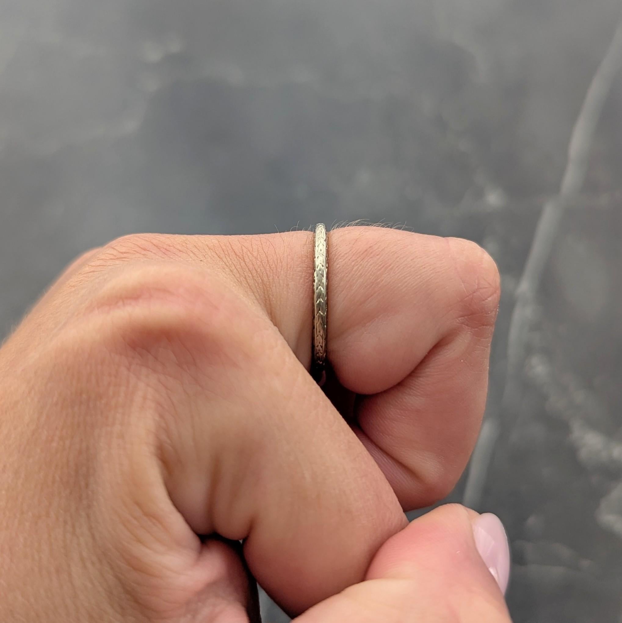 Art Deco 1929 18 Karat White Gold Vintage Wheat Wedding Band Ring For Sale 6