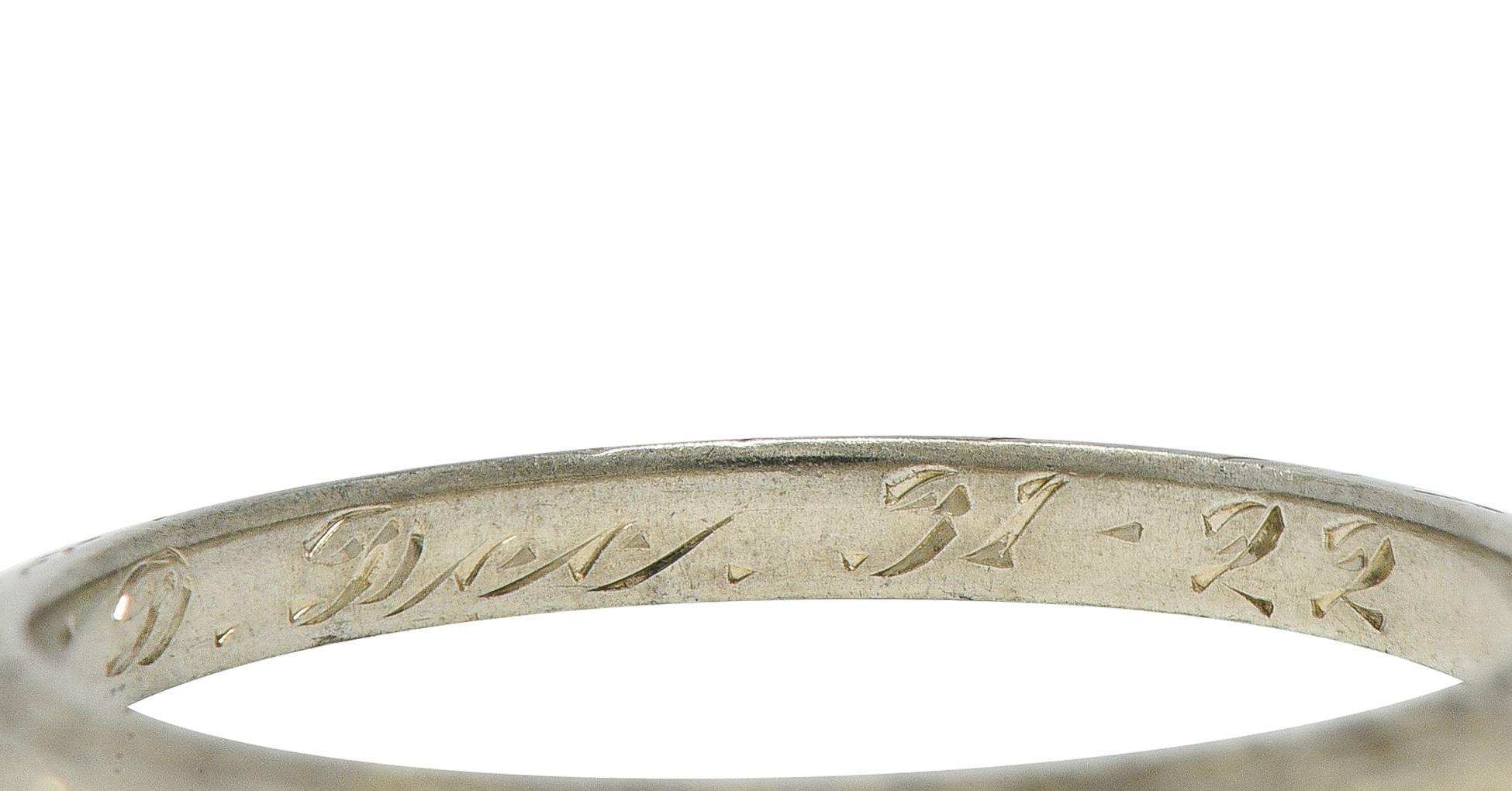 Art Deco 1929 18 Karat White Gold Vintage Wheat Wedding Band Ring For Sale 3