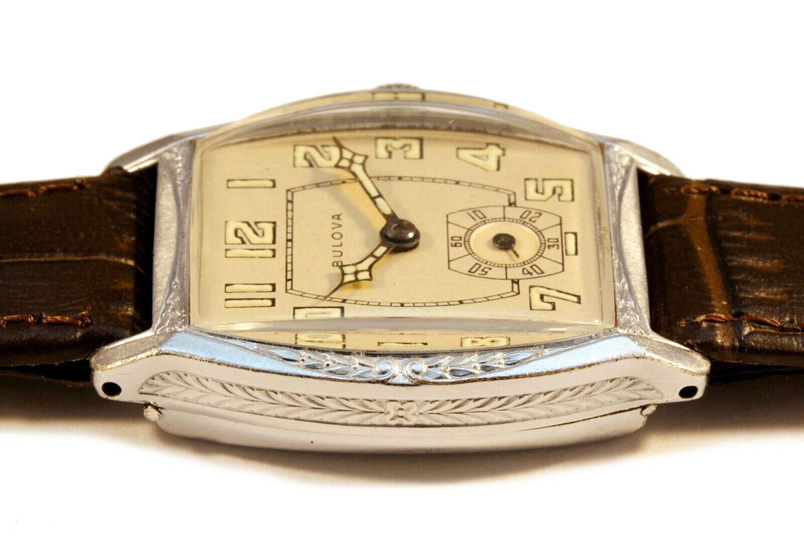 Art Deco 1929 BULOVA 'CRUSADER' Gents 10k White RG Watch, 94 ans, SERVICED en vente 4