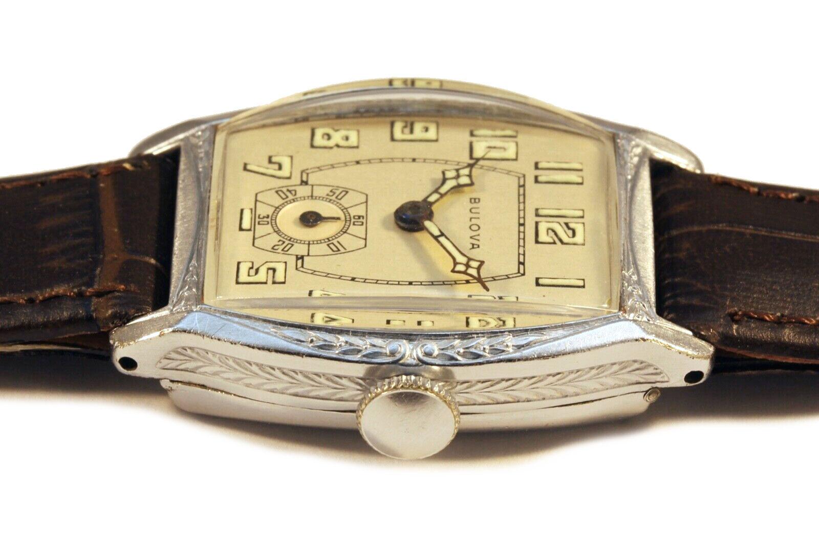 Art Deco 1929 BULOVA 'CRUSADER' Gents 10k White RG Watch, 94 ans, SERVICED en vente 3