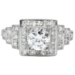 Art Deco 1930 1.22 Carat Diamond Platinum Engagement Ring GIA