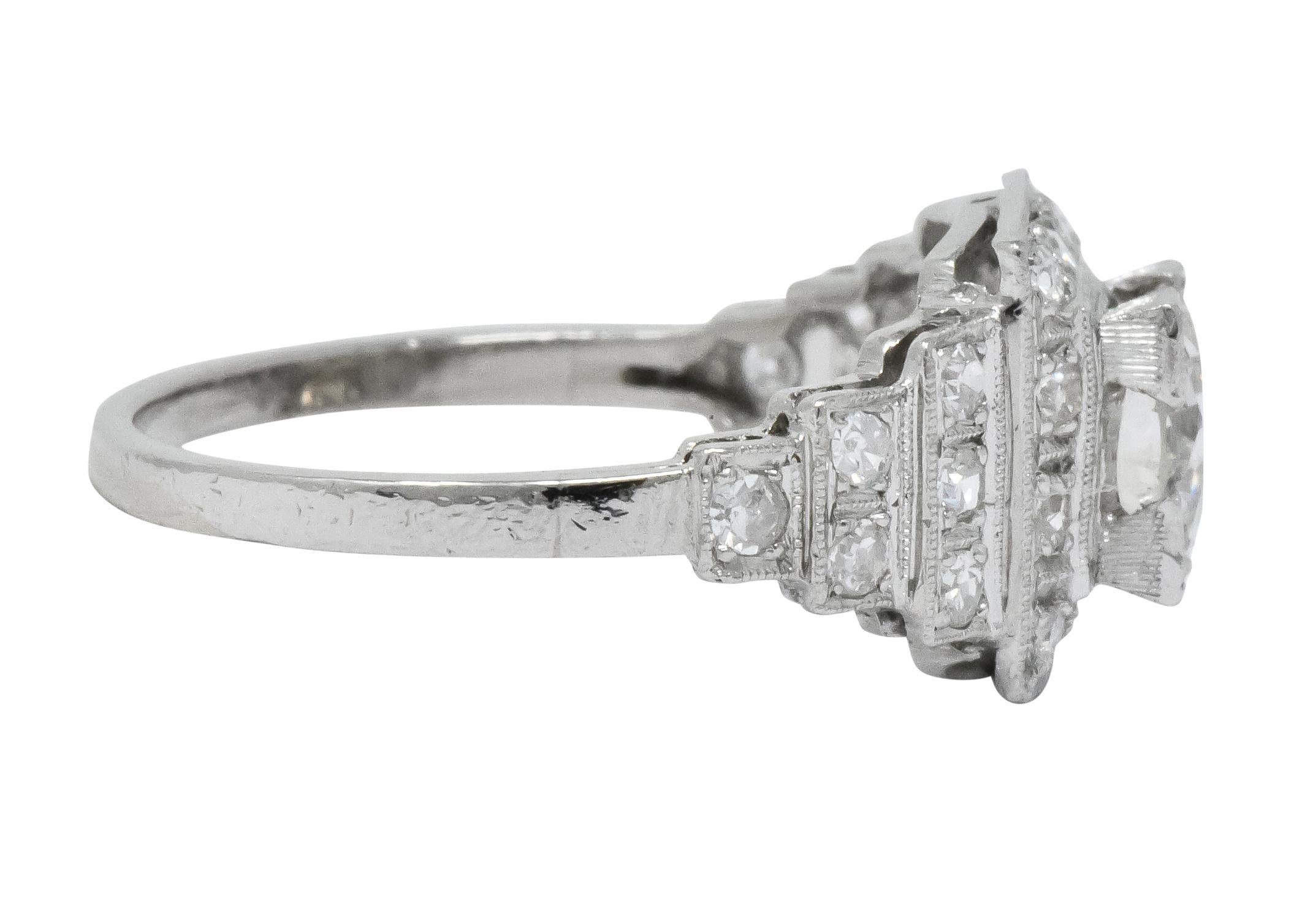 Art Deco 1930 1.22 Carat Diamond Platinum Engagement Ring GIA In Excellent Condition In Philadelphia, PA