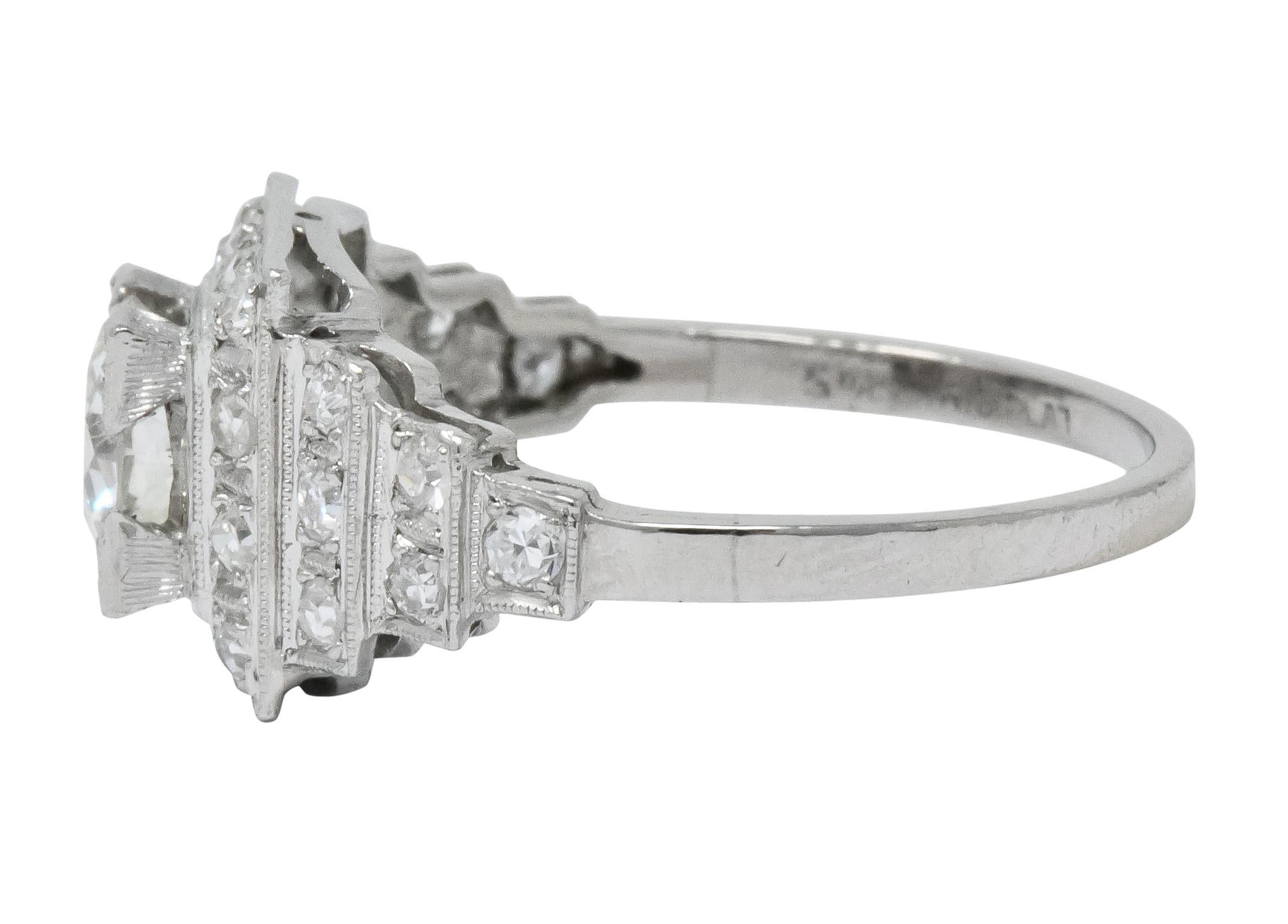 Art Deco 1930 1.22 Carat Diamond Platinum Engagement Ring GIA 1