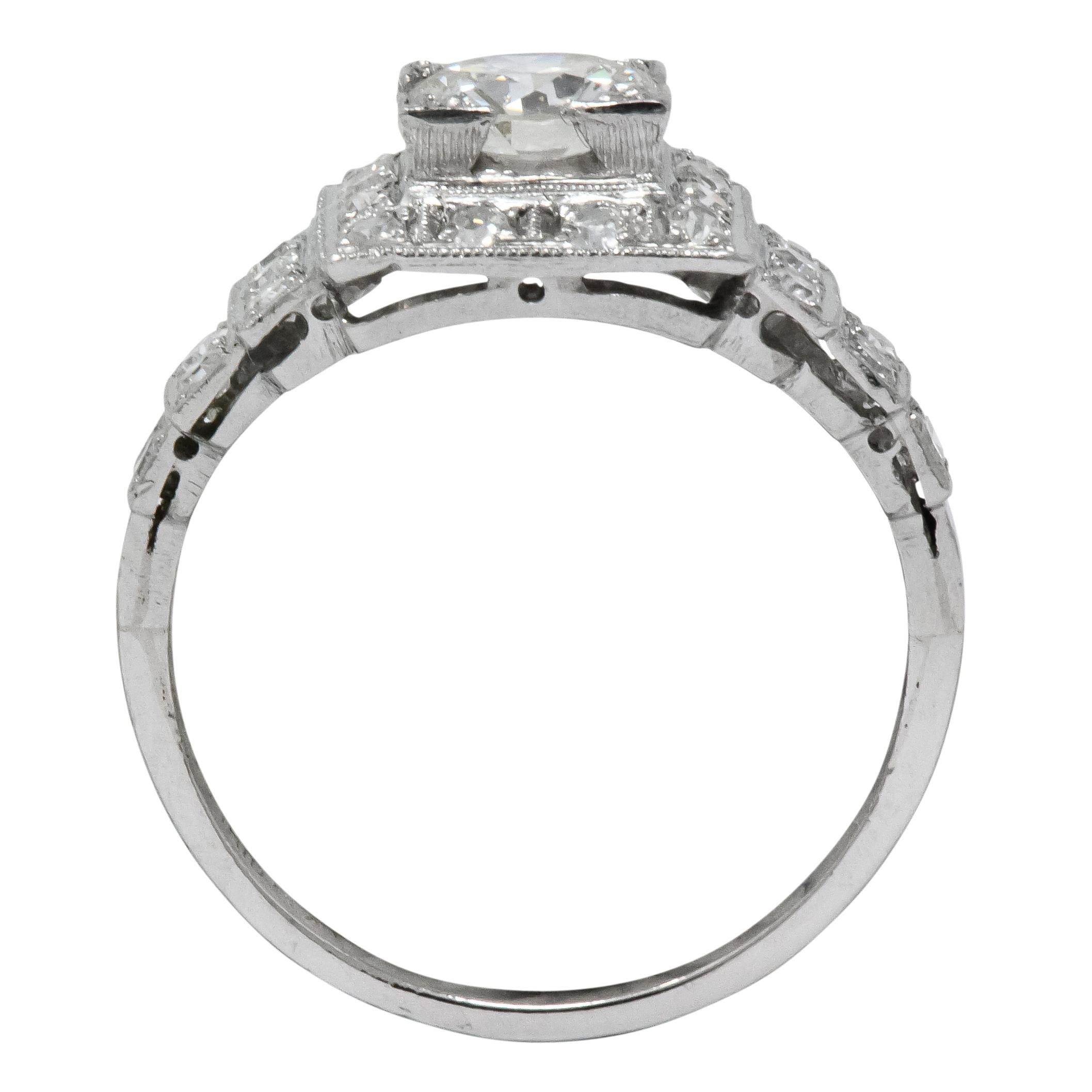 Art Deco 1930 1.22 Carat Diamond Platinum Engagement Ring GIA 3