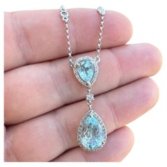 Art Deco 1930 Halskette aus 18 Karat Weißgold mit Topas und Diamanten