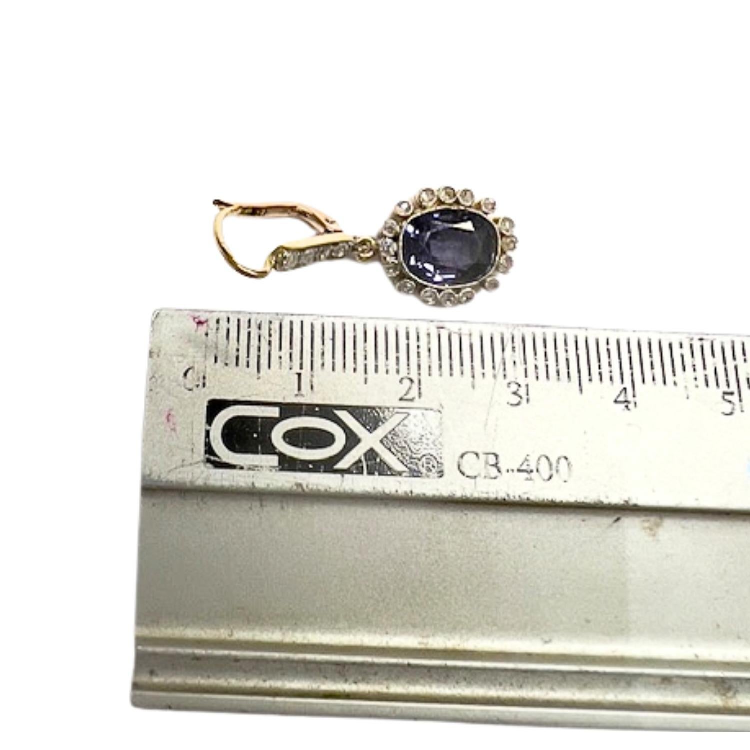 Oval Cut Art Deco 1930-1935  Amethyst and Diamond Gold and Platinum Earrings
