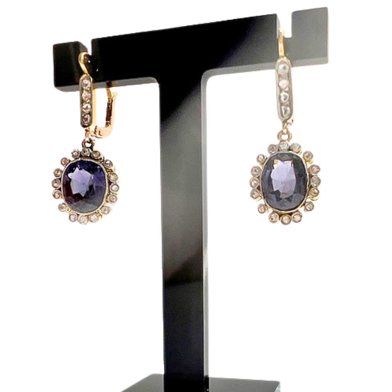 Art Deco 1930-1935  Amethyst and Diamond Gold and Platinum Earrings 1