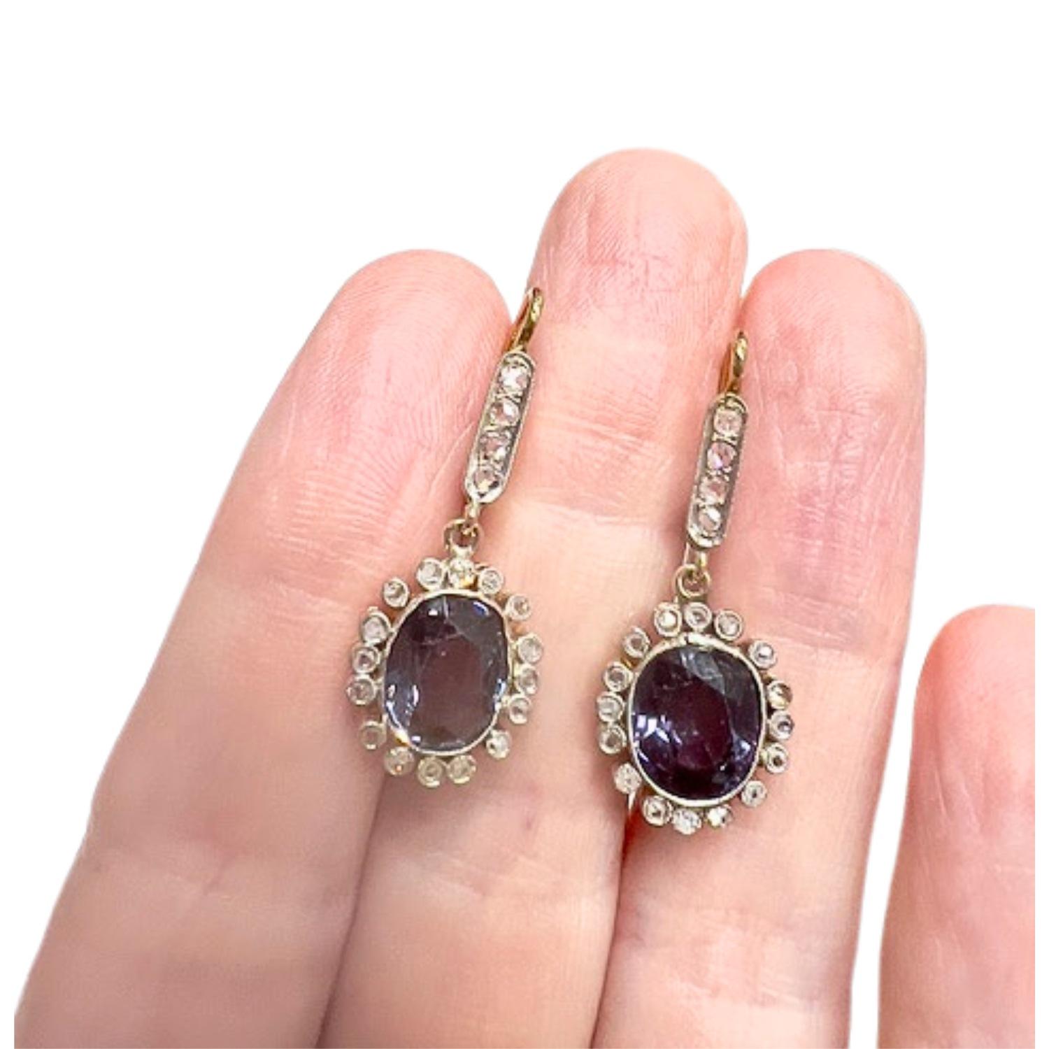 Art Deco 1930-1935  Amethyst and Diamond Gold and Platinum Earrings 2