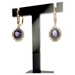 Art Deco 1930-1935  Amethyst and Diamond Gold and Platinum Earrings