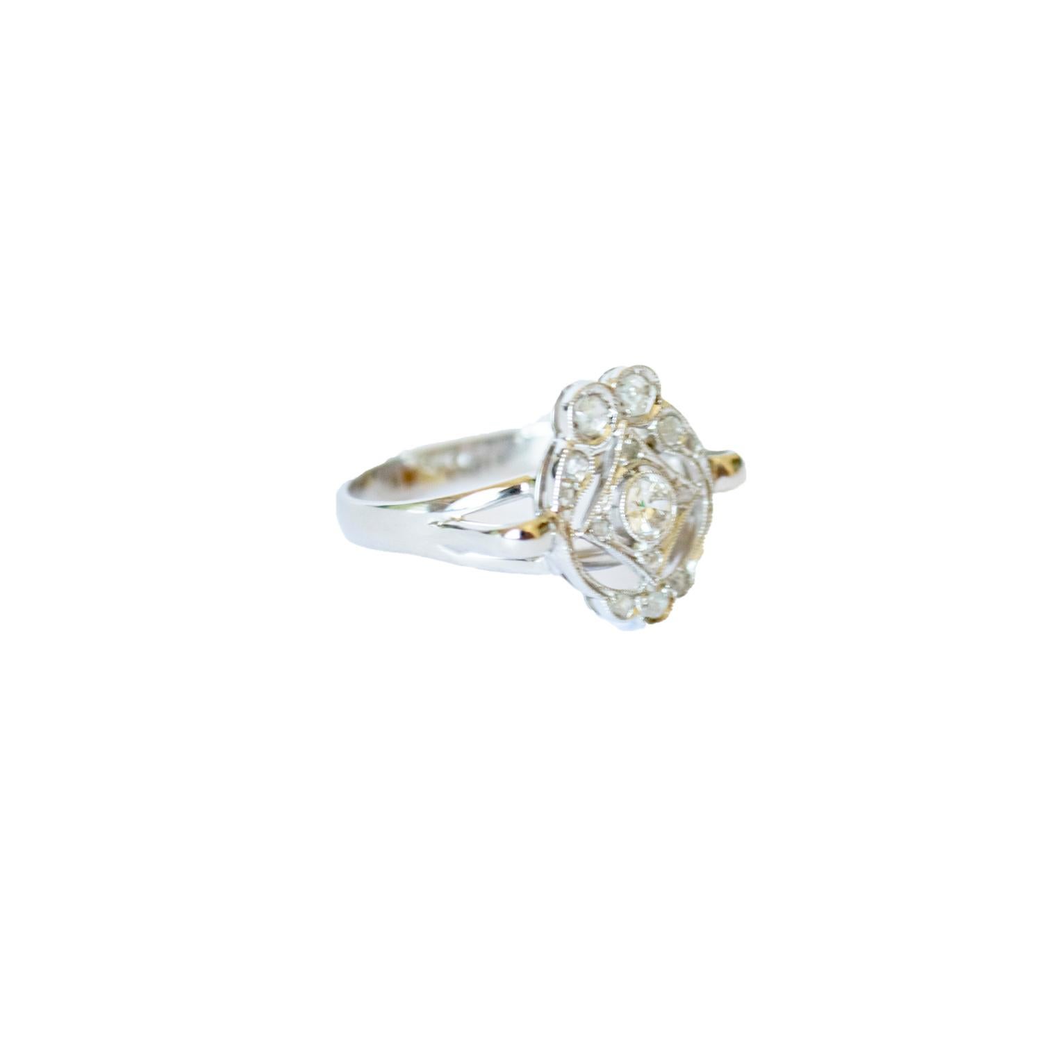 Rose Cut Art Deco 1930-1935 Diamond 18K Gold Ring For Sale
